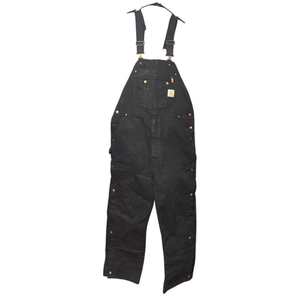Carhartt Duck Quilt-Lined Zip-to-Thigh Bib Overalls (Style R41-BLK) 2019 40 X 30